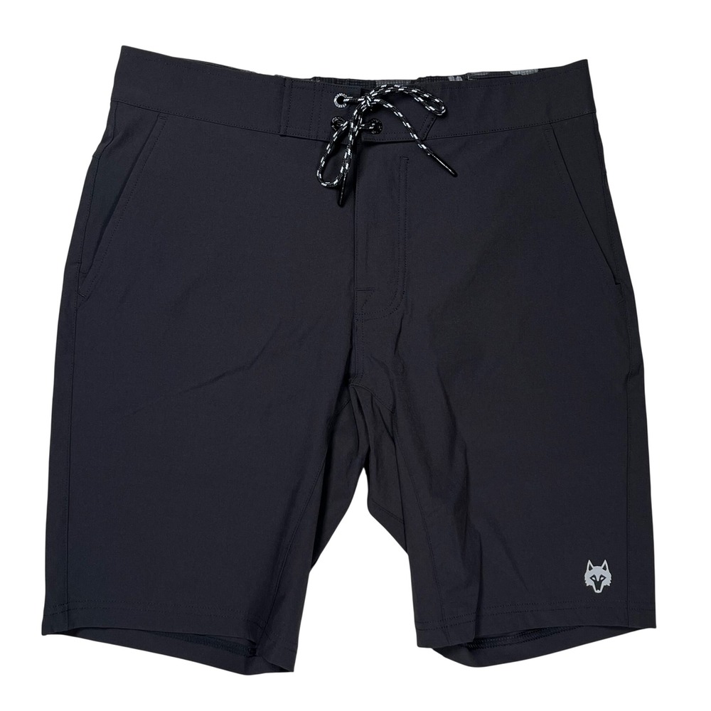New Greyson Indian Wells Board Shorts Men 32 Black Lace Up Swim Beach Vacation